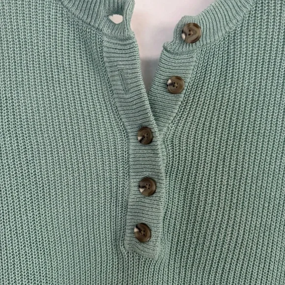 Aerie Sage Green Waffle Knit Henley Sweater XXS Cozy Fall Layer - Picture 3 of 6